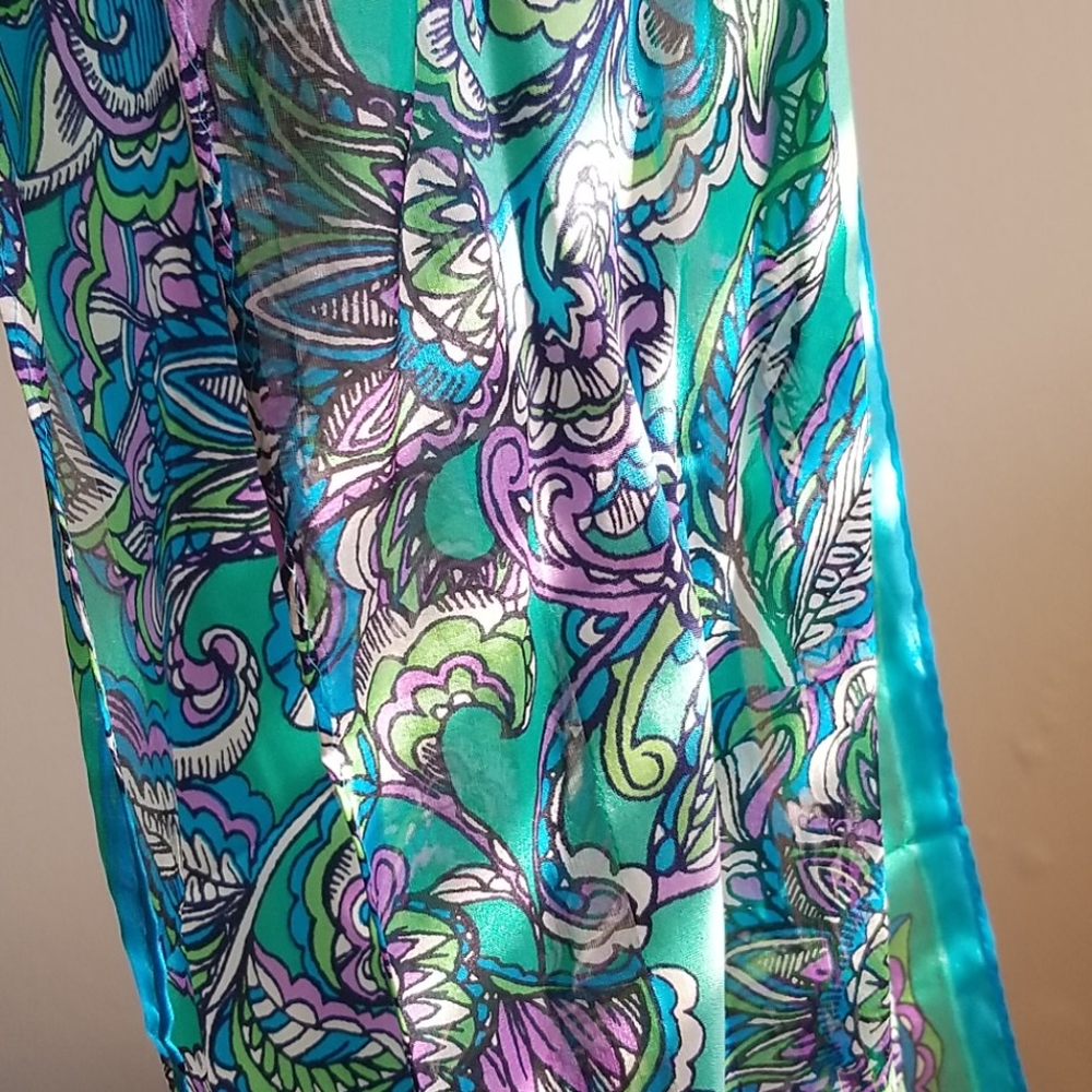NWOT Jones New York Blue Green Silk Scarf, 60"